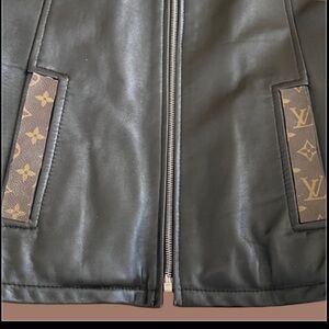 Bogner Vintage Black Leather Jacket with LV Brown Accents